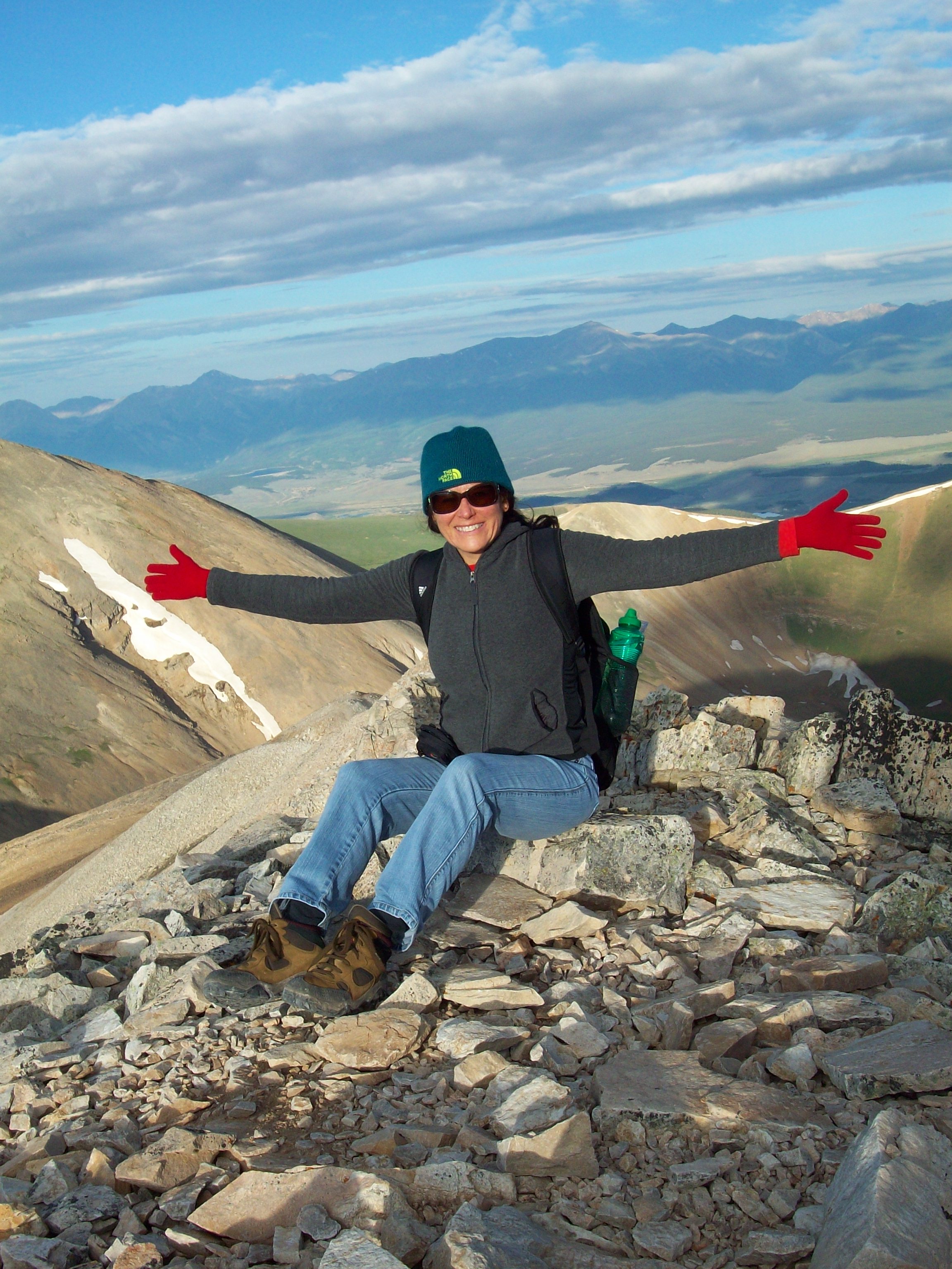 At the top of Mt. Sherman, Colorado, Vilma Reynoso, after a successful climb 