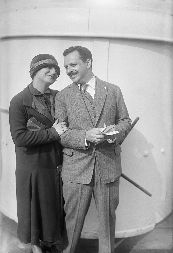 Edward Bernays and a lady friend standing full figure