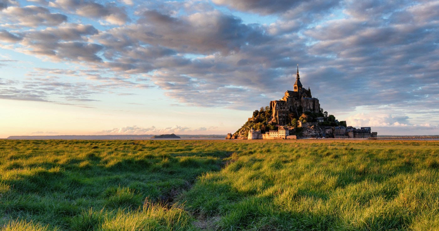 Mont Saint Michele, France, in the distance